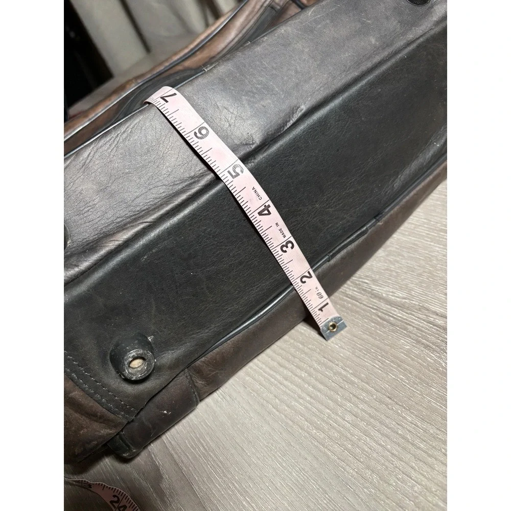 Avenues in America Mens Brown Leather Briefcase Laptop Bag Distressed Vintage